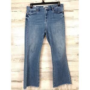 Dear John Womens 31 Blue Jeanne High Rise Flare Fray Hem Denim Jeans